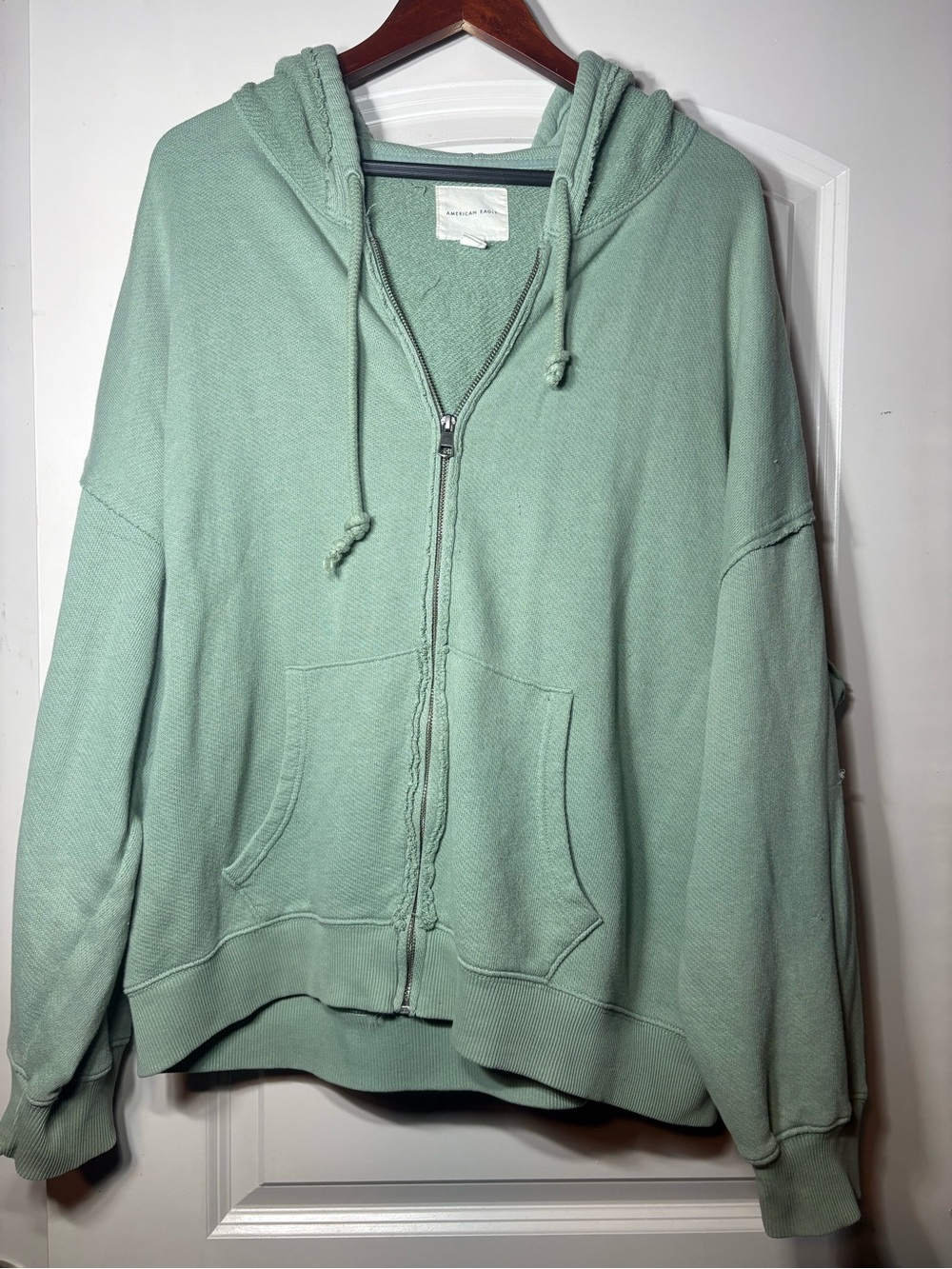 American Eagle Outfitters Mint Green Zip Hoodie Oversized